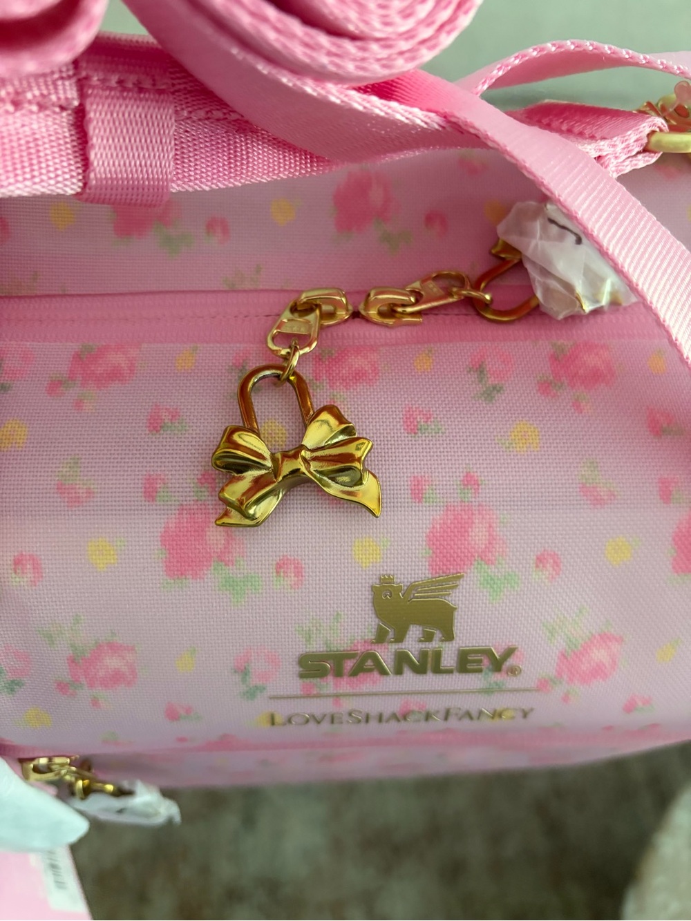 LoveShackFancy x Stanley Pink Floral Crossbody Bag with Gold Hardware - Picture 4 of 4